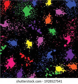 Colorful Paint Splatter Abstract Design On Black Background