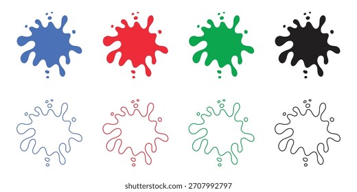 Conjunto de iconos de Vector de salpicaduras de tinta de salpicadura de pintura colorida | Elemento gráfico de mancha líquida
