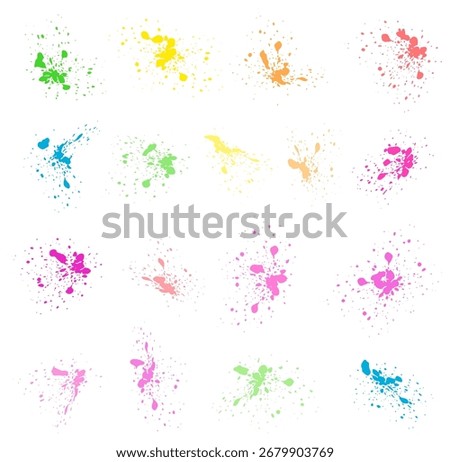 Colorful Paint Splatter Vector Set. Abstract Ink Splash Elements for Creative Design and Backgrounds