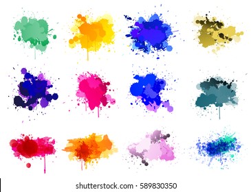 Colorful paint splatters - Shutterstock ID 589830350