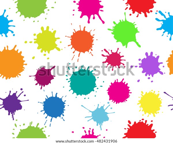 Colorful Paint Splatters Patternpaint Splashes Backgroundvector Stock ...