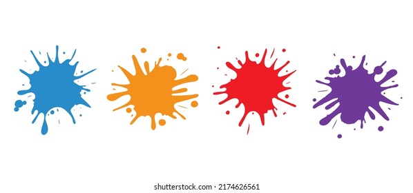 Plantas de pintura coloridas. Pintar salpicaduras definidas. Ilustración vectorial.
