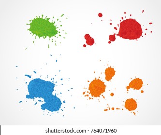 Colorful paint splatters. Paint splashes set.