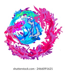 colorful paint splatters that circle to form a tornado
