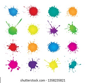 Colorful paint splatters.Paint splashes set.