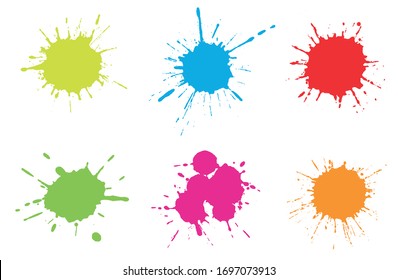 Colorful paint splatters.Paint splashes set.