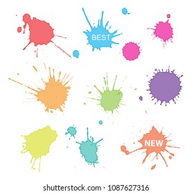 Colorful paint splatters.Paint splashes set.Vector illustration.