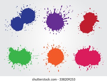 Colorful paint splatters.Paint splashes set.Vector template.