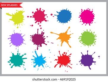 Colorful paint splatters.Paint splashes set.Vector illustration.