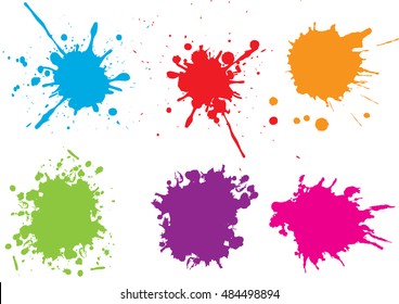 Colorful paint splatters.Paint splashes set.Vector illustration.