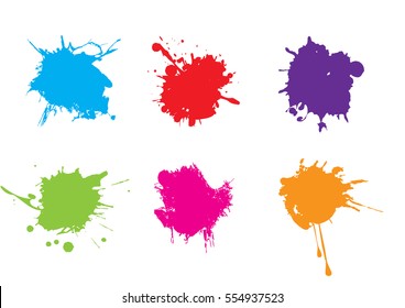 Colorful paint splatters.Paint splashes set.Vector illustration.