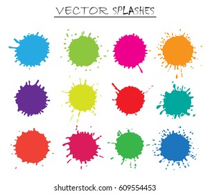 Colorful paint splatters.Paint splashes set.Vector illustration.