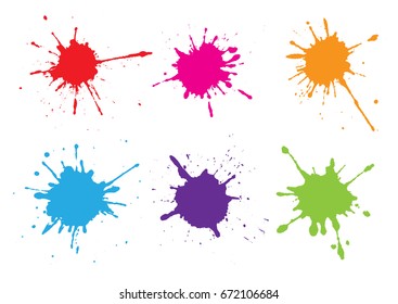 Colorful paint splatters.Paint splashes set.Vector illustration.