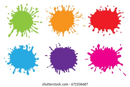 Colorful paint splatters.Paint splashes set.Vector illustration.