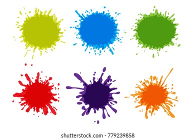 Colorful paint splatters.Paint splashes set.Vector illustration.