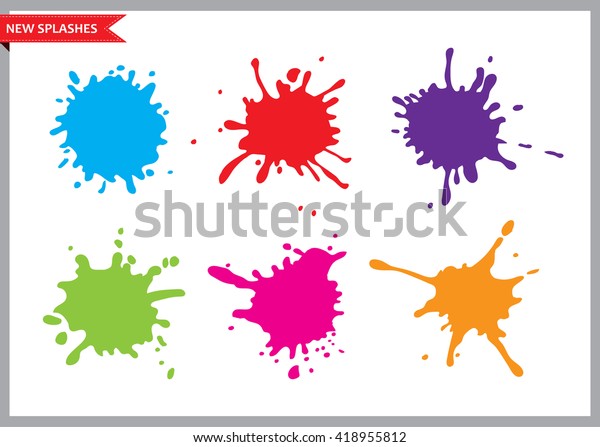 Colorful paint splatters.Paint splashes\
set.Vector\
illustration.