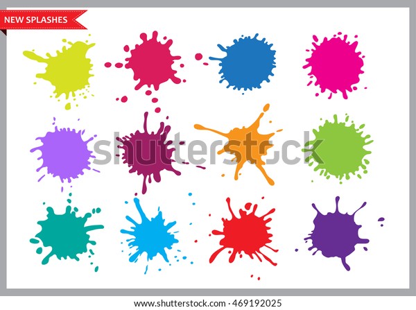 Colorful Paint Splatterspaint Splashes Setvector 600w 469192025 