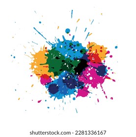 Colorful Paint Splatters.Watercolor Paint Splashes.