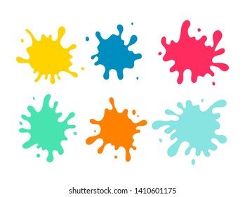 Colorful paint spots set. Paint splash isolated on white background. Vector illustration design