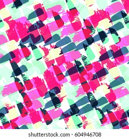 Colorful paint strokes. Pattern with spots and blobs of paint or ink. Vector hand drawn textures. Seamless abstract background. 