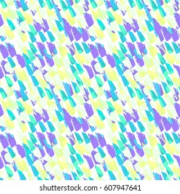 Colorful paint strokes. Pattern with spots and blobs of paint or ink. Vector hand drawn textures. Seamless abstract background.