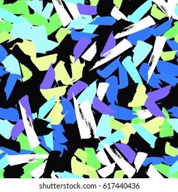 Colorful paint strokes. Pattern with spots and blobs of paint or ink. Vector hand drawn textures. Seamless abstract background.