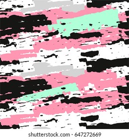 Colorful paint strokes. Pattern with spots and blobs of paint or ink. Vector hand drawn camouflage textures. Seamless abstract background.