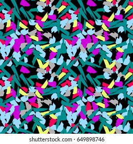 Colorful paint strokes. Pattern with spots and blobs of paint or ink. Vector hand drawn textures. Seamless abstract background.