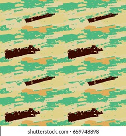 Colorful paint strokes. Pattern with spots and blobs of paint or ink. Vector hand drawn camouflage textures. Seamless abstract background