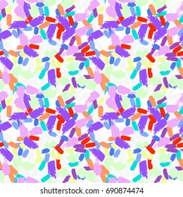 Colorful paint strokes. Pattern with spots and blobs of paint or ink. Vector hand drawn textures. Seamless abstract background.