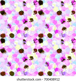 Colorful paint strokes. Pattern with spots and blobs of paint or ink. Vector hand drawn textures. Seamless abstract background.