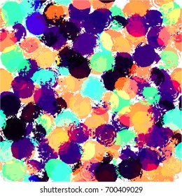 Colorful paint strokes. Pattern with spots and blobs of paint or ink. Vector hand drawn textures. Seamless abstract background.