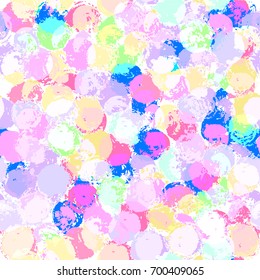 Colorful paint strokes. Pattern with spots and blobs of paint or ink. Vector hand drawn textures. Seamless abstract background.