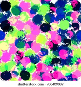 Colorful paint strokes. Pattern with spots and blobs of paint or ink. Vector hand drawn textures. Seamless abstract background.