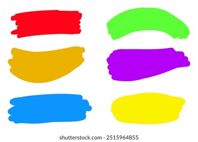 Colorful paint strokes, stripes set, vector illustration.