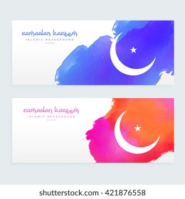 colorful paint style ramadan kareem banners