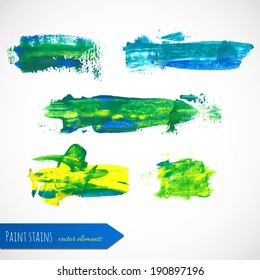 Colorful paint vector stains for your design. Acrylic paint strokes 