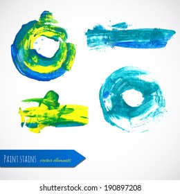 Colorful paint vector stains for your design. Acrylic paint strokes 