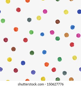 Colorful paint watercolor seamless pattern. Abstract grunge vector seamless pattern. Watercolor polka dot. Bright splashes on beige background