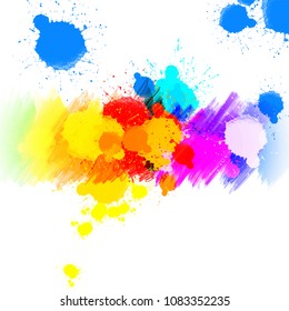 Colorful painted background drops concept design. Hand-drawn digital asset.