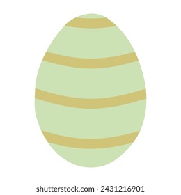 Colorful Painted Easter Egg isolated on White background. Decorated stripes Flat vector icon. Traditional Religious Holiday Symbol for Design Art, Graphic, Ornament. Cute Spring Season Element.