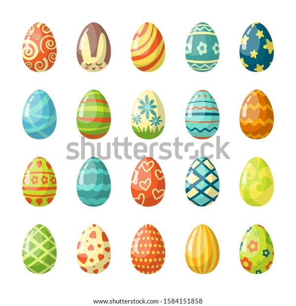 Colorful Painted Easter Eggs Flat Illustrations Stock Vector Royalty Free 1584151858