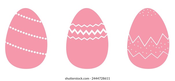 Colorful painted easter eggs in a row isolated vector flat design