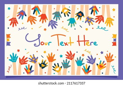 Colorful Painted Hands Of Little Children