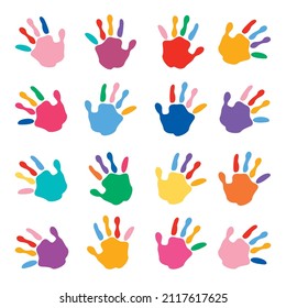 Colorful Painted Hands Of Little Children