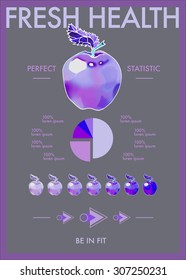 Colorful painted sweet pink and purple apple vector infographics