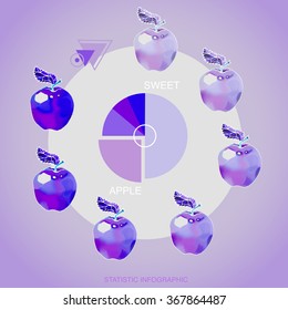 Colorful painted sweet pink and purple apple vector infographics