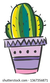 Colorful painting of cactus plant vector or color illustration