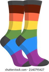 Colorful pair of socks, illustration, vector on a white background.