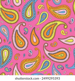 Colorful paisley boho chic pattern